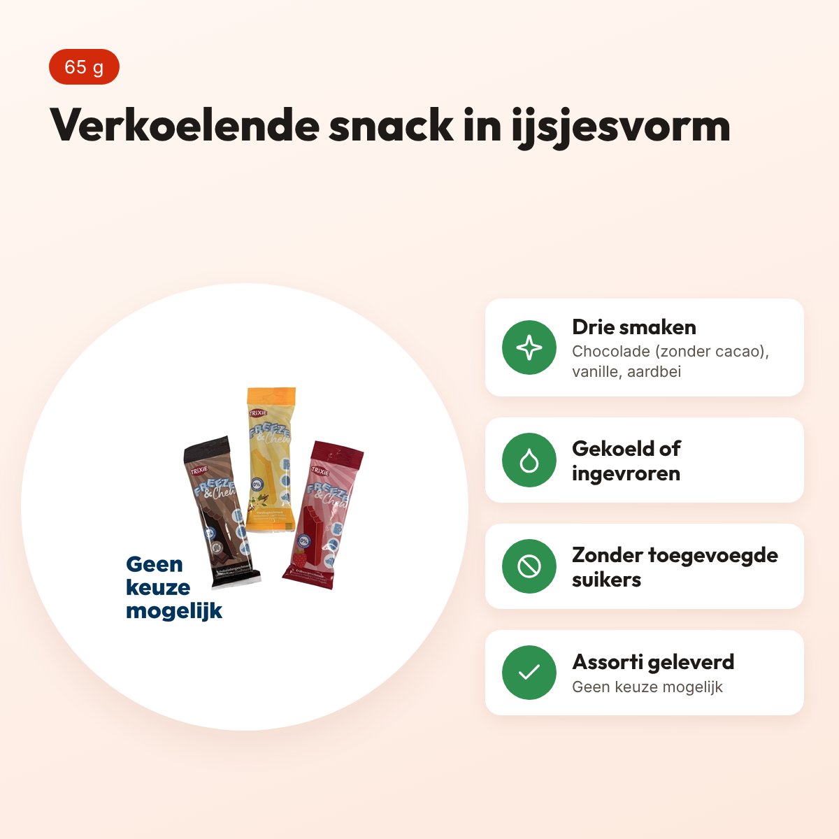 Trixie Freeze & Chew reep hondensnack 65 g – verkoelend ijsje, assorti – voordelen
