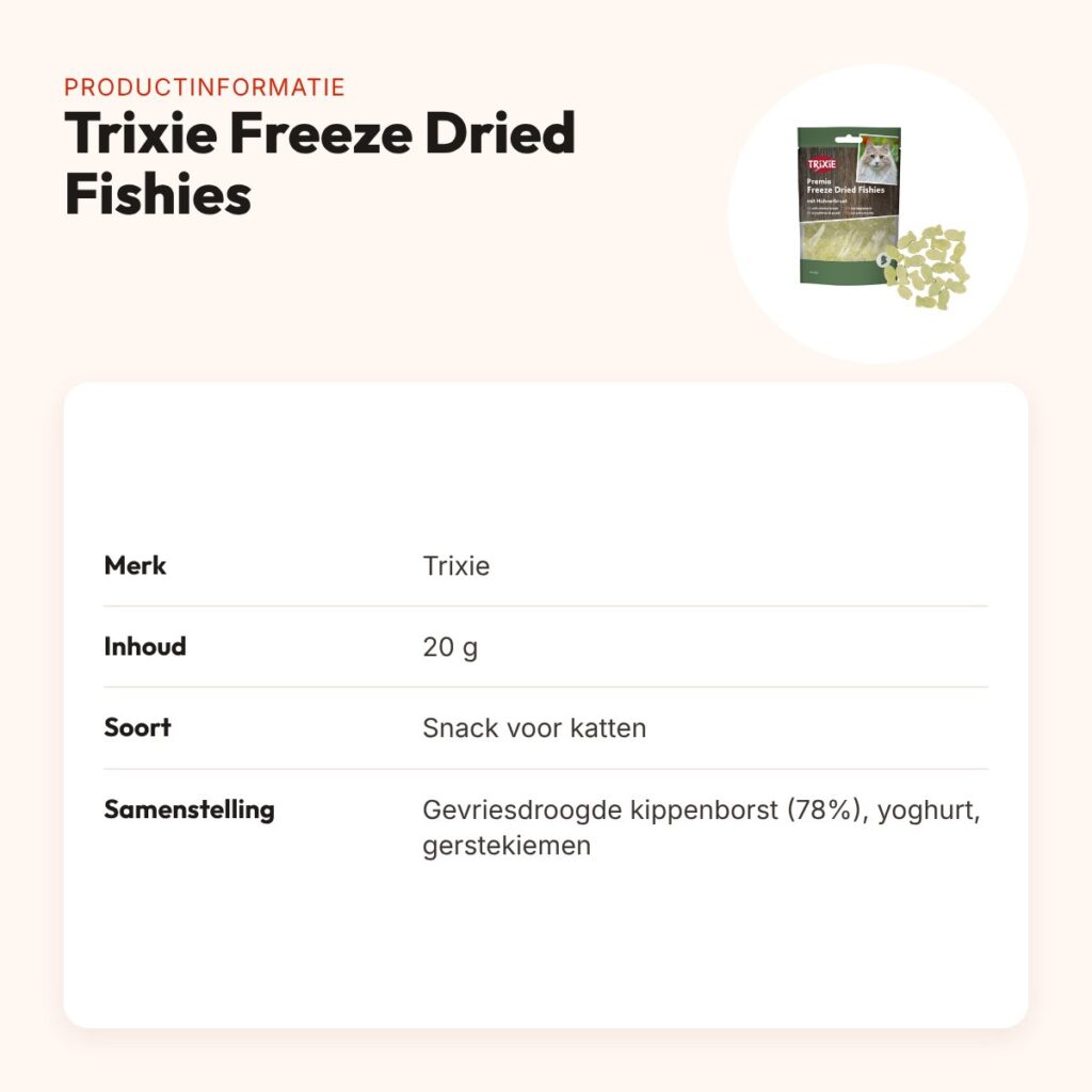 Trixie Freeze Dried Fishies kattensnack met kippenborst 20 g – productinformatie