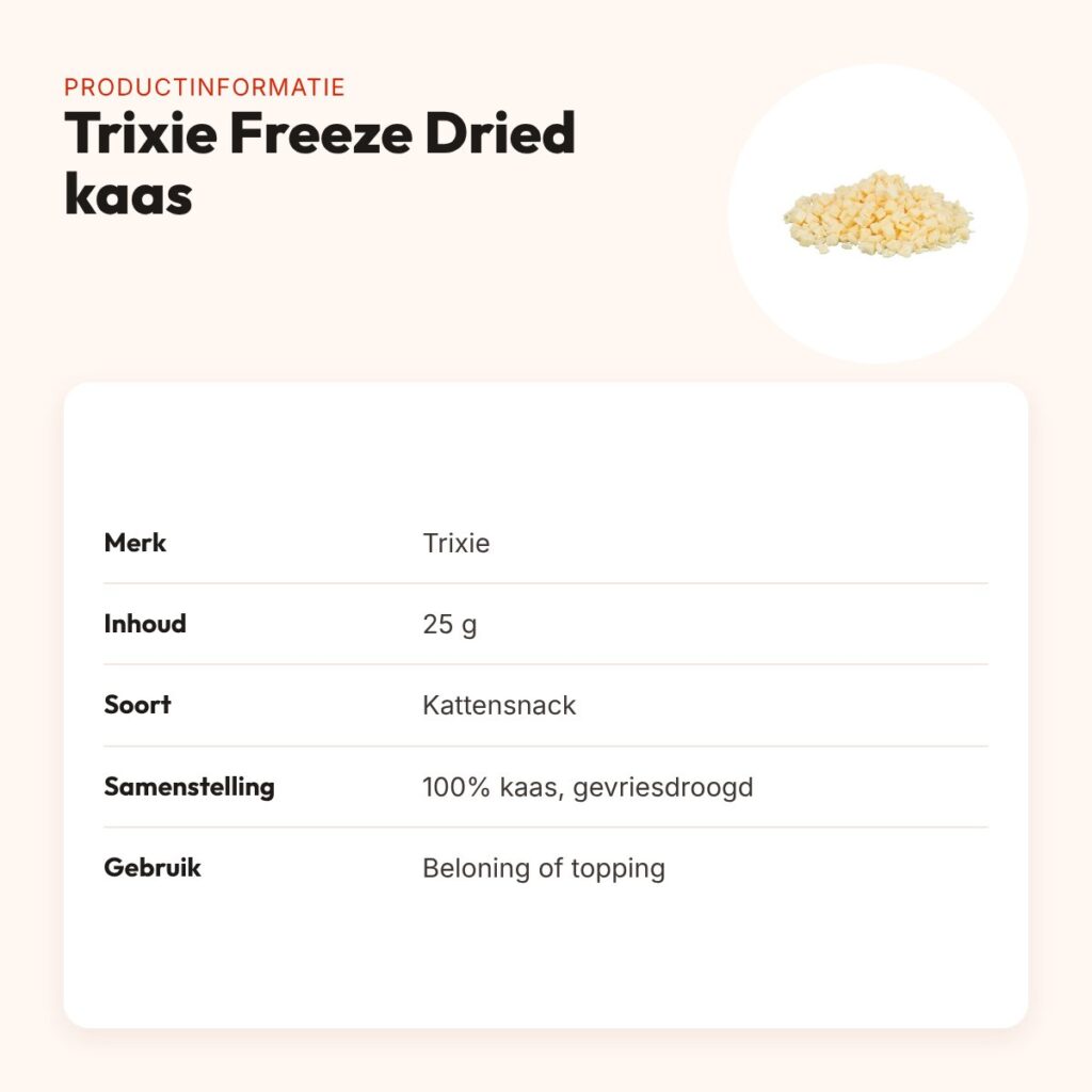 Trixie Freeze Dried kaas kattensnack 25 g – 100% gevriesdroogd – productinformatie