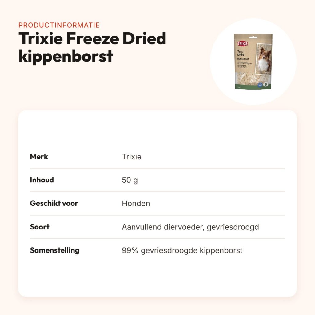 Trixie Freeze Dried kippenborst 50 g – eiwitrijke hondensnack – productinformatie