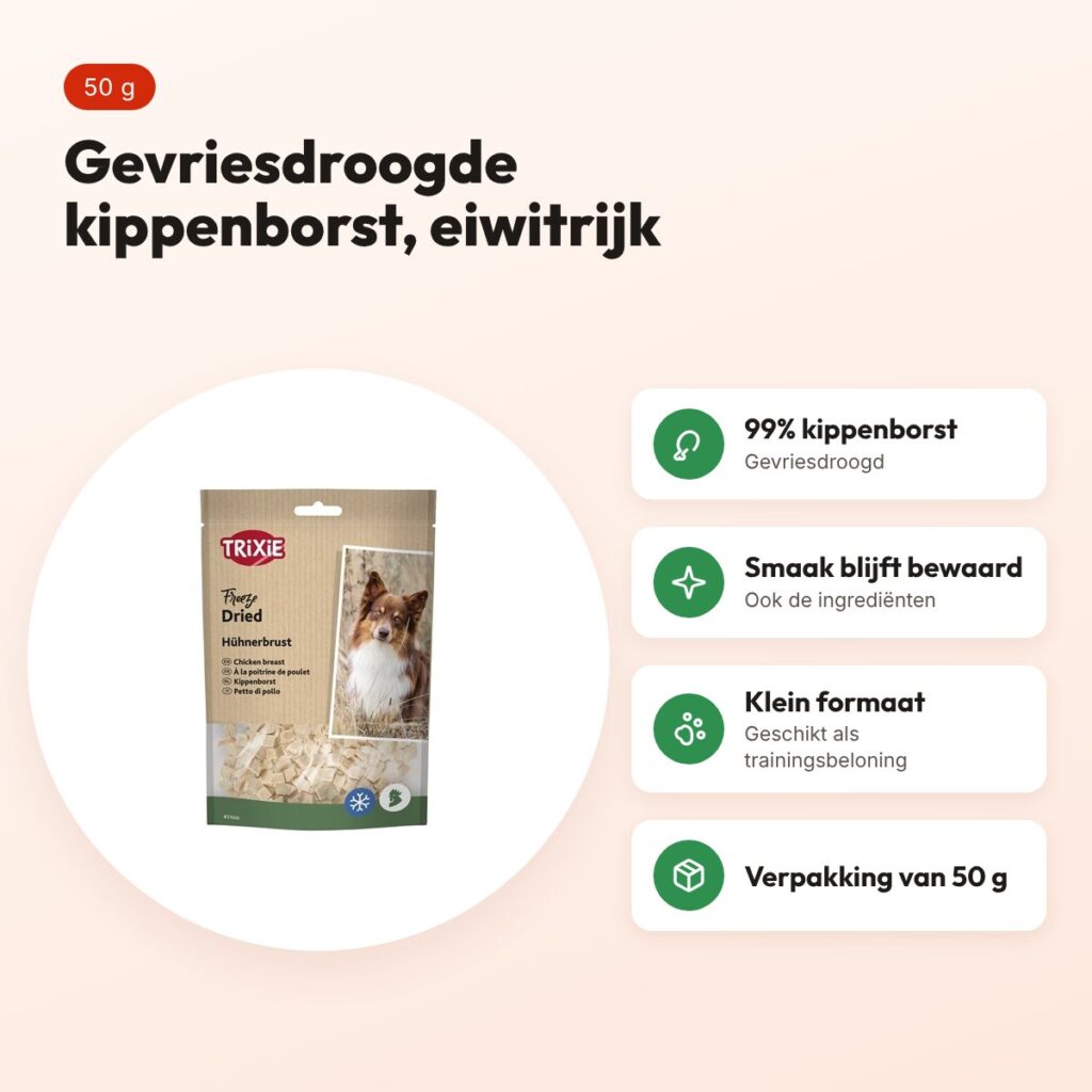 Trixie Freeze Dried kippenborst 50 g – eiwitrijke hondensnack – voordelen