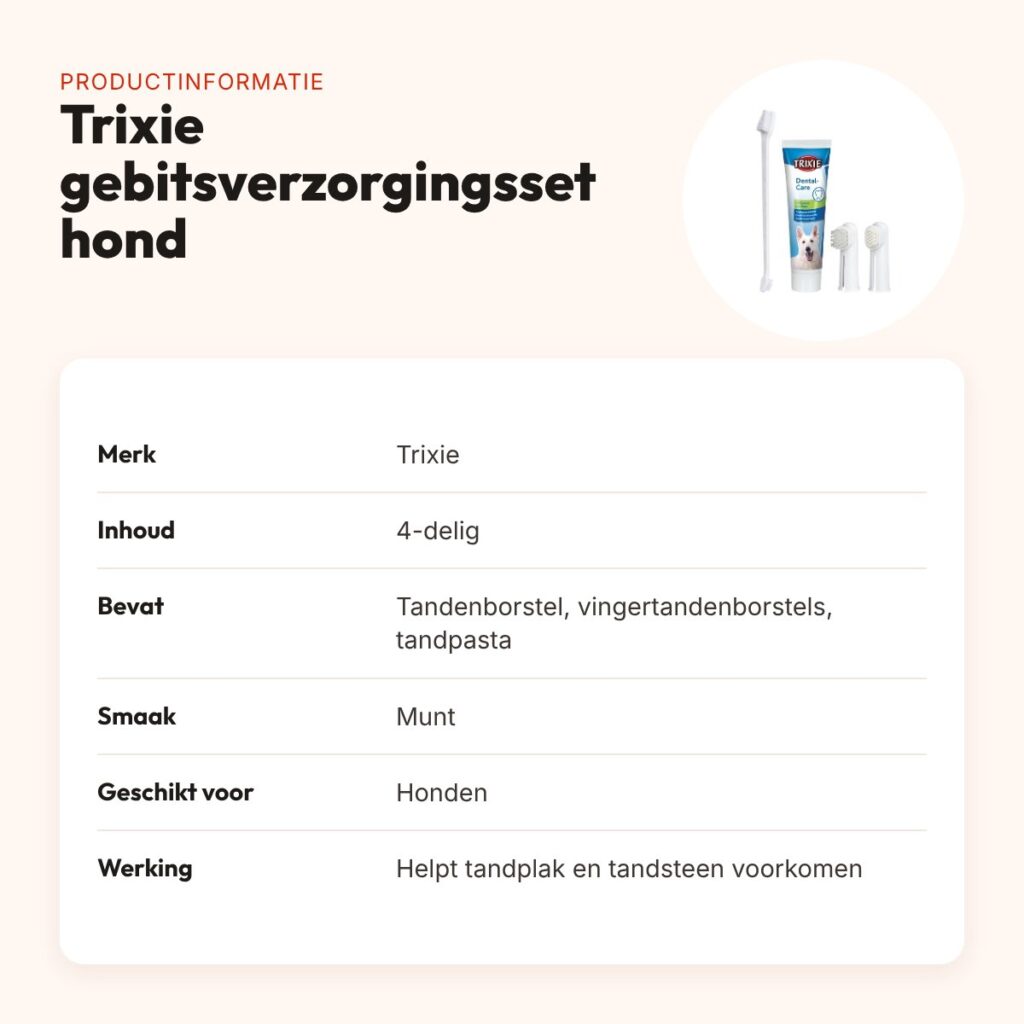 Trixie gebitsverzorgingsset hond 4-delig – tandenborstels en tandpasta – productinformatie