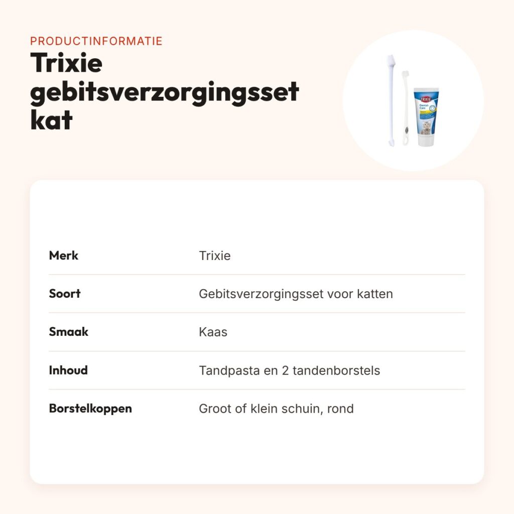 Trixie gebitsverzorgingsset kat – tandpasta kaassmaak, 2 tandenborstels – productinformatie