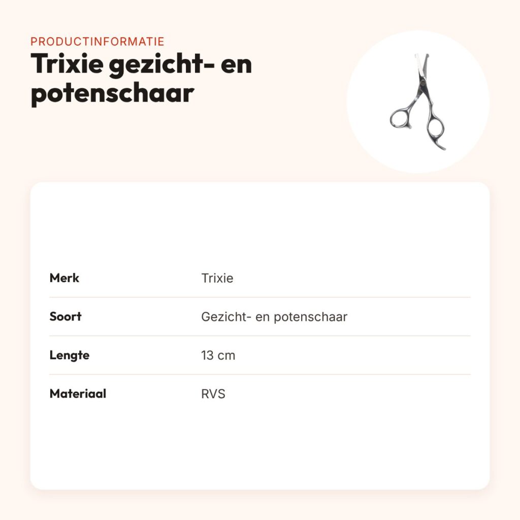 Trixie gezicht- en potenschaar RVS 13 cm – afgeronde punten – productinformatie