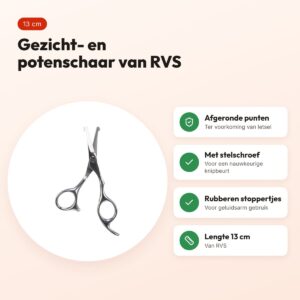 Trixie gezicht- en potenschaar RVS 13 cm – afgeronde punten – voordelen