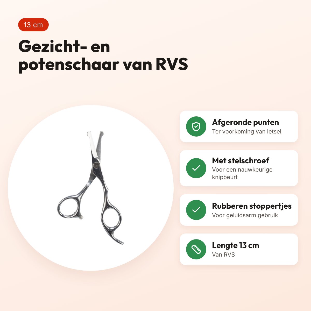 Trixie gezicht- en potenschaar RVS 13 cm – afgeronde punten – voordelen
