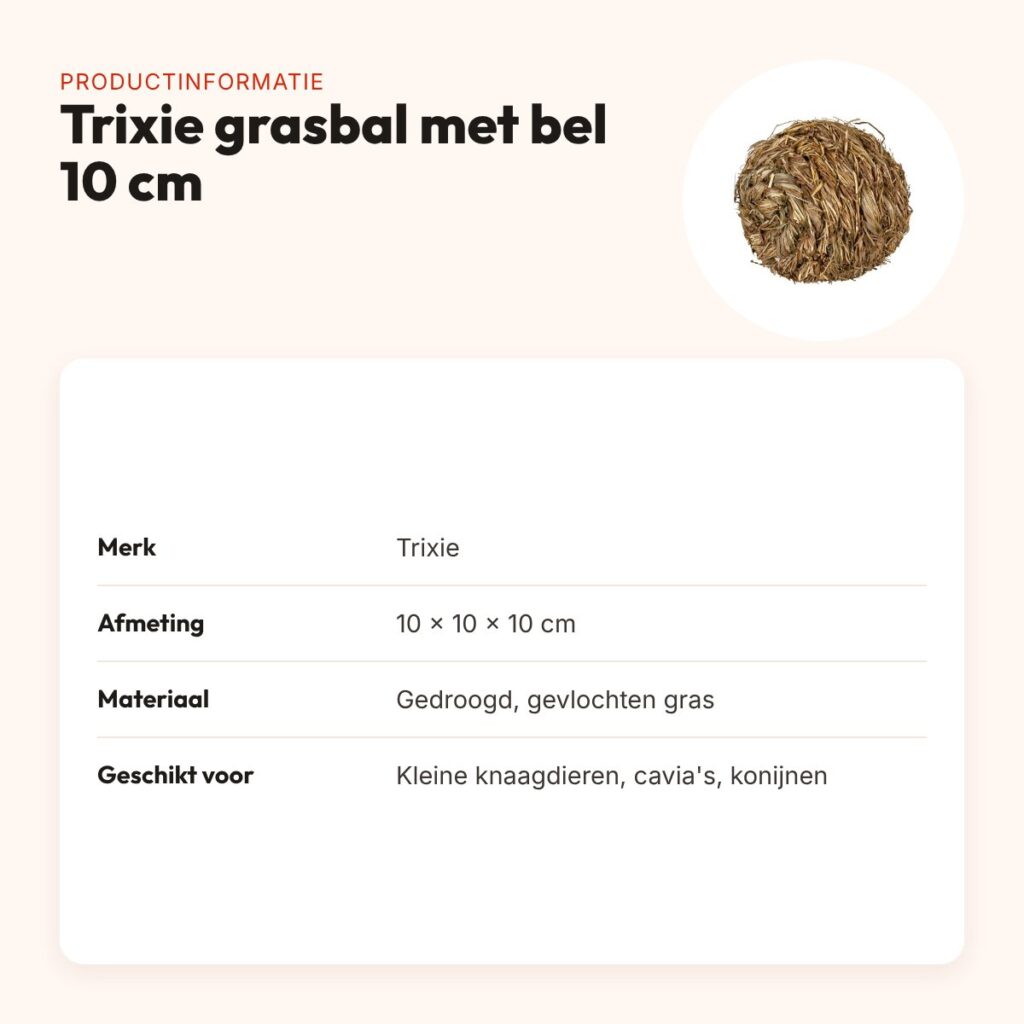 Trixie grasbal met bel 10 x 10 x 10 cm – voor cavia's en konijnen – productinformatie