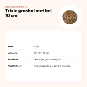 Trixie grasbal met bel 10 x 10 x 10 cm – voor cavia's en konijnen – productinformatie