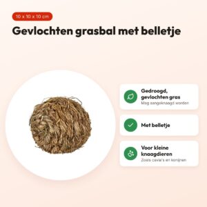 Trixie grasbal met bel 10 x 10 x 10 cm – voor cavia's en konijnen – voordelen