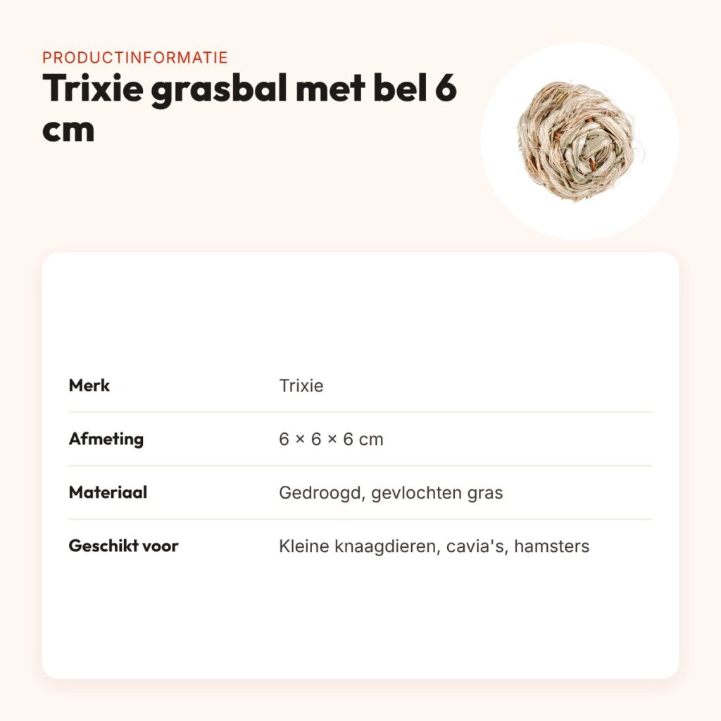Trixie grasbal met bel 6 x 6 x 6 cm – voor kleine knaagdieren – productinformatie