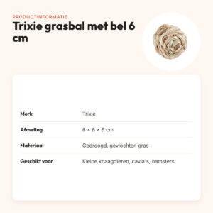 Trixie grasbal met bel 6 x 6 x 6 cm – voor kleine knaagdieren – productinformatie