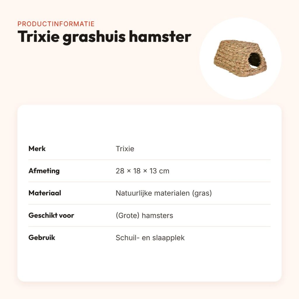 Trixie grashuis voor hamsters 28 x 18 x 13 cm – (grote) hamster – productinformatie