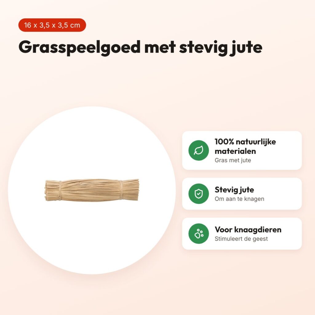 Trixie grasspeelgoed met jute 16 x 3,5 x 3,5 cm – voor knaagdieren – voordelen