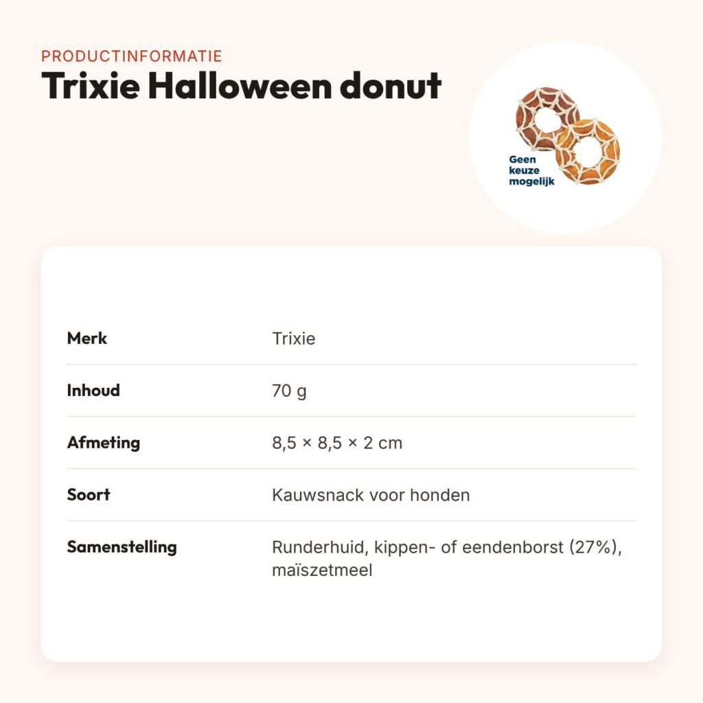 Trixie Halloween donut hondensnack kippen- of eendenborst 70 g – productinformatie