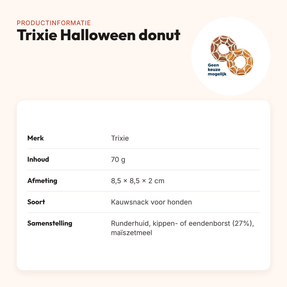 Trixie Halloween donut hondensnack kippen- of eendenborst 70 g – productinformatie