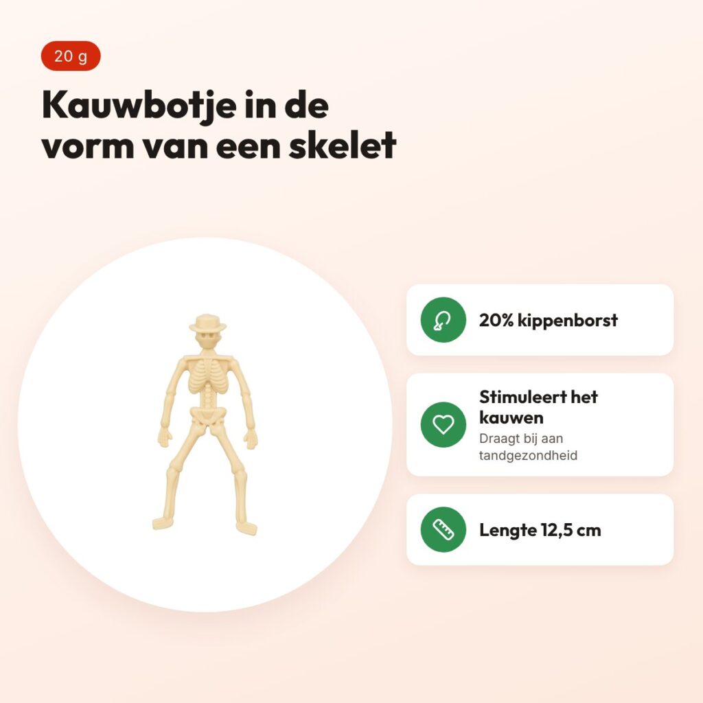 Trixie Halloween skelet hondensnack met kippenborst 12,5 cm 20 g – voordelen