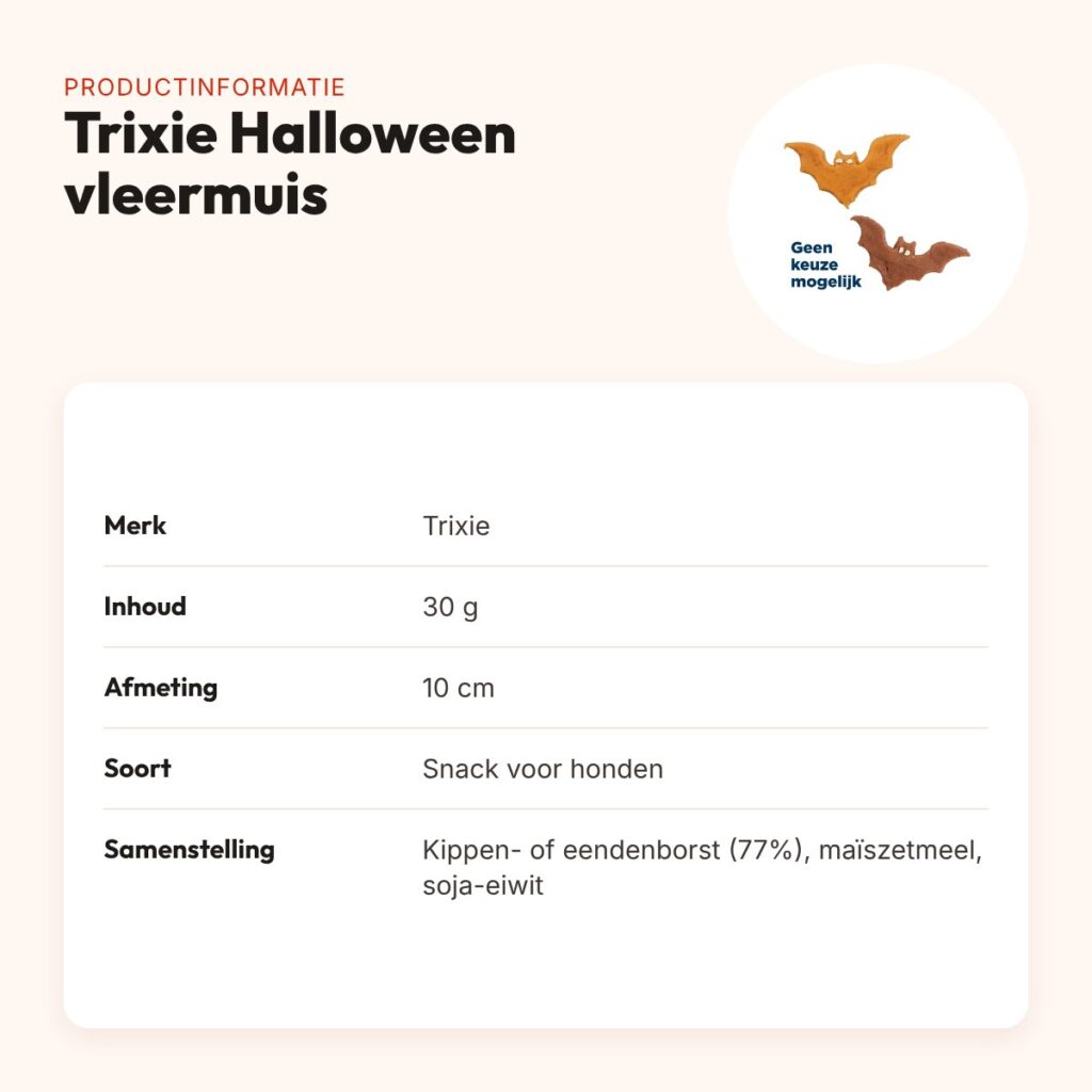 Trixie Halloween vleermuis hondensnack kippen- of eendenborst 10 cm 30 g – productinformatie