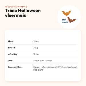 Trixie Halloween vleermuis hondensnack kippen- of eendenborst 10 cm 30 g – productinformatie