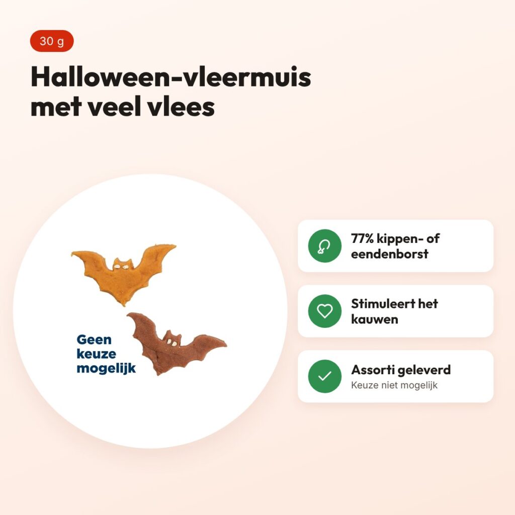 Trixie Halloween vleermuis hondensnack kippen- of eendenborst 10 cm 30 g – voordelen