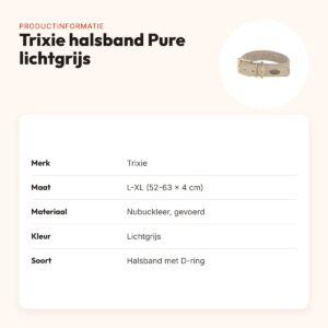 Trixie halsband hond Pure leer lichtgrijs L-XL 52-63 x 4 cm – productinformatie