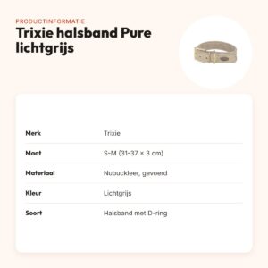 Trixie halsband hond Pure leer lichtgrijs S-M 31-37 x 3 cm – productinformatie