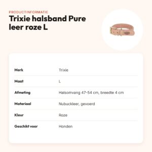 Trixie halsband hond Pure leer roze L 47-54 x 4 cm – productinformatie