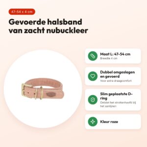 Trixie halsband hond Pure leer roze L 47-54 x 4 cm – voordelen