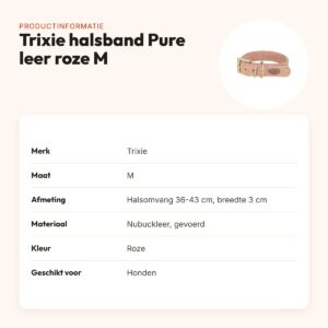 Trixie halsband hond Pure leer roze M 36-43 x 3 cm – productinformatie