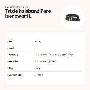 Trixie halsband hond Pure leer zwart L 47-54 x 4 cm – productinformatie