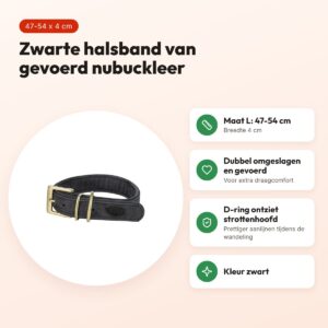 Trixie halsband hond Pure leer zwart L 47-54 x 4 cm – voordelen