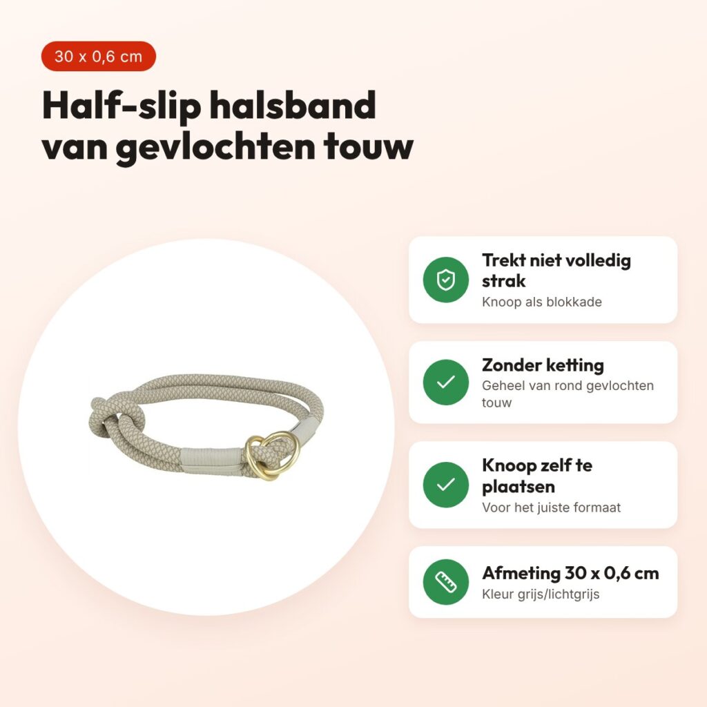 Trixie halsband hond Soft half-slip grijs/lichtgrijs 30 x 0,6 cm – voordelen