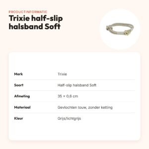 Trixie halsband hond Soft half-slip grijs/lichtgrijs 35 x 0,6 cm – productinformatie