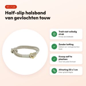 Trixie halsband hond Soft half-slip grijs/lichtgrijs 50 x 1 cm – voordelen