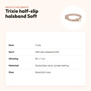Trixie halsband hond Soft half-slip roze/licht roze 55 x 1 cm – productinformatie