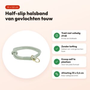 Trixie halsband hond Soft half-slip saliegroen/mint 35 x 0,6 cm – voordelen