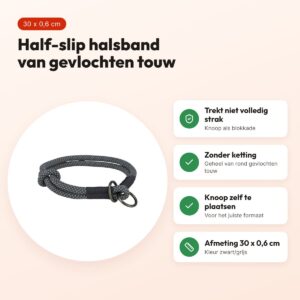 Trixie halsband hond Soft half-slip zwart/grijs 30 x 0,6 cm – voordelen