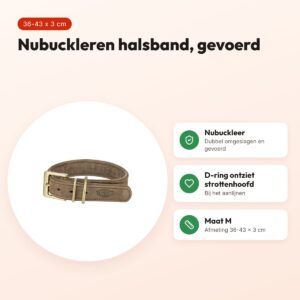 Trixie halsband Pure Leer nubuckleer bruin M 36-43 x 3 cm – voordelen