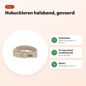 Trixie halsband Pure Leer nubuckleer lichtgrijs L x 4 cm – voordelen