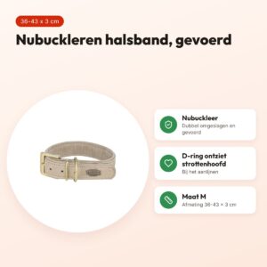 Trixie halsband Pure Leer nubuckleer lichtgrijs M 36-43 x 3 cm – voordelen