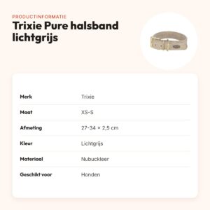 Trixie halsband Pure Leer nubuckleer lichtgrijs XS-S 27-34 x 2,5 cm – productinformatie