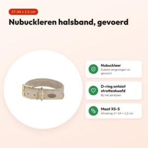 Trixie halsband Pure Leer nubuckleer lichtgrijs XS-S 27-34 x 2,5 cm – voordelen