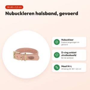 Trixie halsband Pure Leer nubuckleer roze M-L 39-46 x 3,5 cm – voordelen