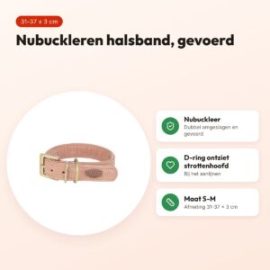 Trixie halsband Pure Leer nubuckleer roze S-M 31-37 x 3 cm – voordelen