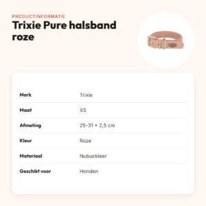 Trixie halsband Pure Leer nubuckleer roze XS 25-31 x 2,5 cm – productinformatie