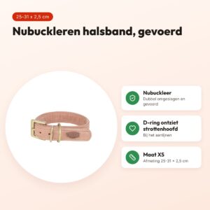 Trixie halsband Pure Leer nubuckleer roze XS 25-31 x 2,5 cm – voordelen