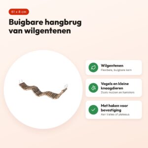 Trixie hangbrug wilg naturel 61 x 8 cm – voor vogels en kleine knaagdieren – voordelen