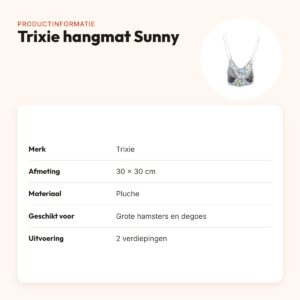 Trixie hangmat Sunny 30 x 30 cm – pluche, 2 verdiepingen – productinformatie