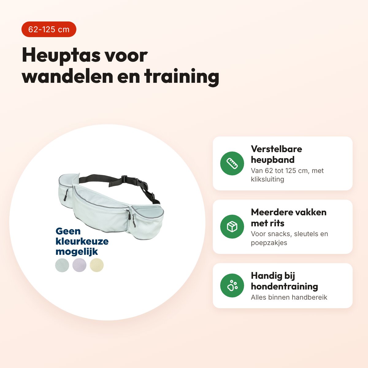 Trixie heuptas Baggy Lente 62-125 cm – voor wandelen en training – voordelen
