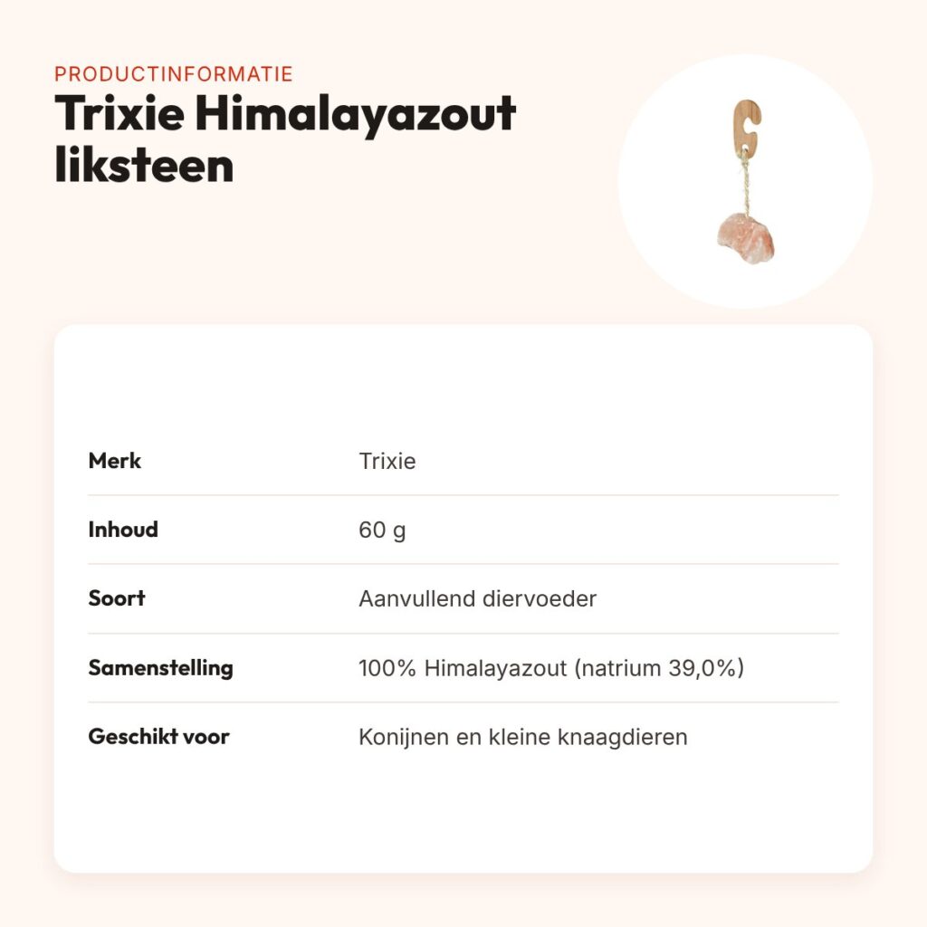 Trixie Himalayazout liksteen 60 g – voor konijnen en knaagdieren – productinformatie