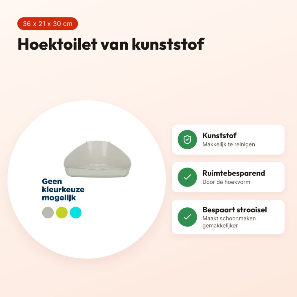 Trixie hoektoilet knaagdieren 36 x 21 x 30 cm – kunststof, assorti kleur – voordelen